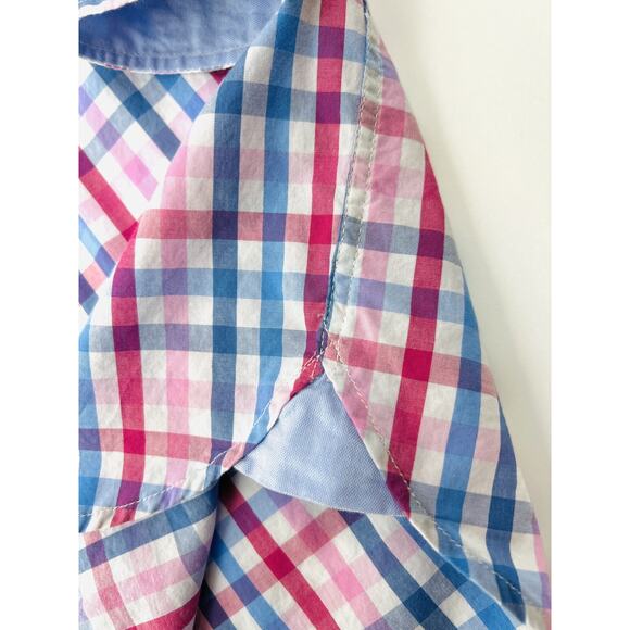 Tackle & Tides Preppy Button Shirt Mens Large White Pink Blue Plaid Long Sleeve - Picture 5 of 9
